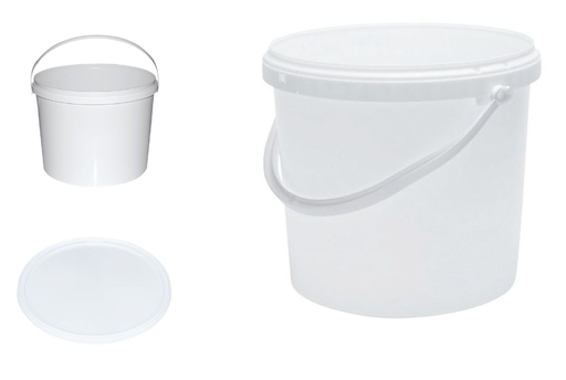 [BC-bucket-19,8L] 19,8 liter bucket white with plastic handle incl lid white